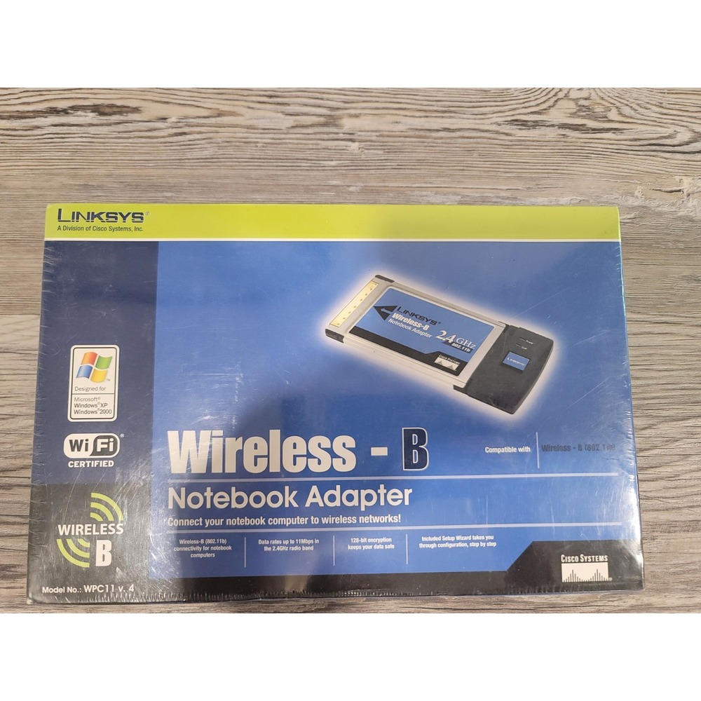 Linksys Wireless B Notebook Adapter WPC11 V.4, 11Mbps, 2.4GHz NEW Sealed Box